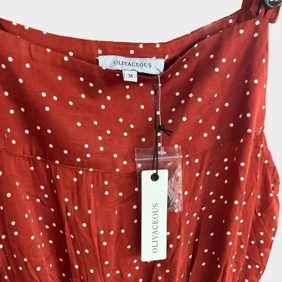 NWT Olivaceous Women's Polka Dot Romper in Rust | White Size Medium - Picture 4 of 6
